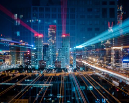 Light trails buildings